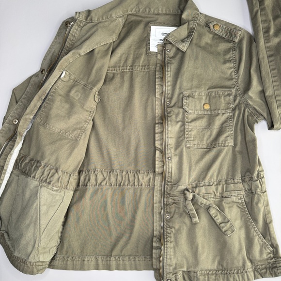SONOMA Utility Jacket‎ S Olive Green Zip Front Cinch Waist Epaulettes Field - Picture 5 of 11